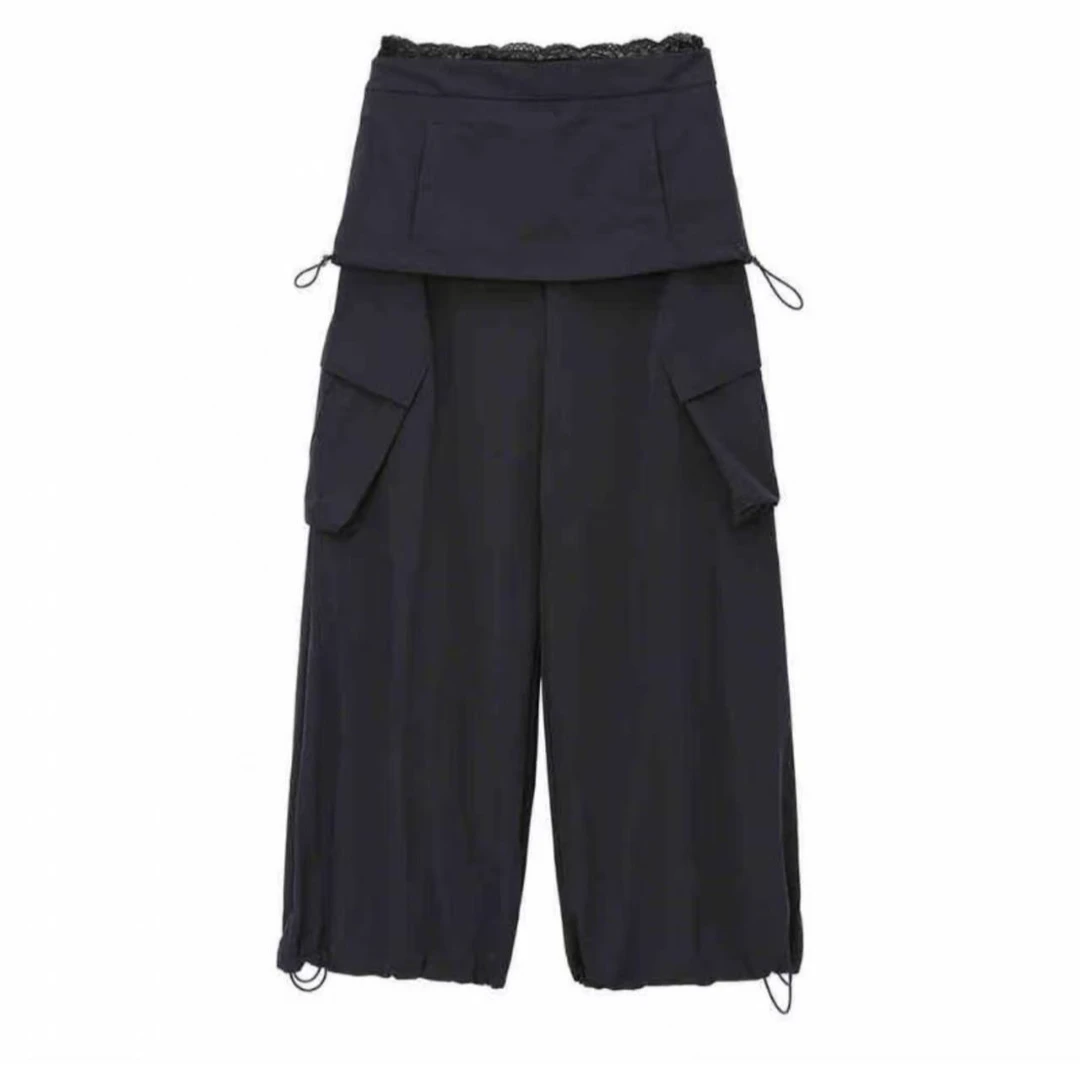 【ZS推荐】AVVENN新品屁帘抽绳阔腿工装长裤AL11301619