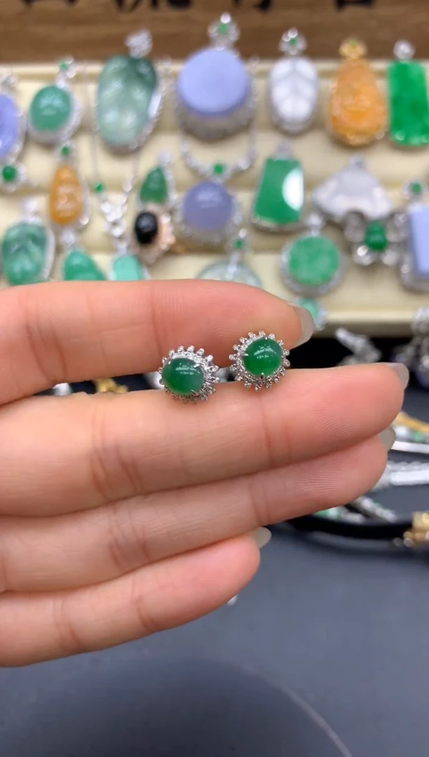 【闪购商品】翡翠耳饰18K金镶嵌358-中国好珍宝