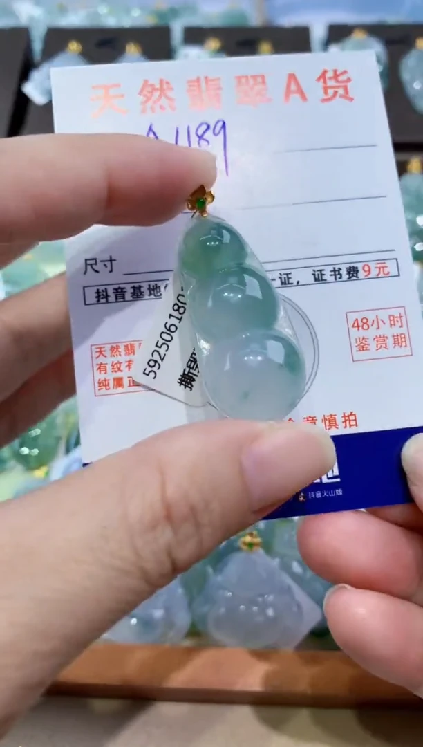 颈饰18K金镶嵌翡翠天然翡翠A货挂件