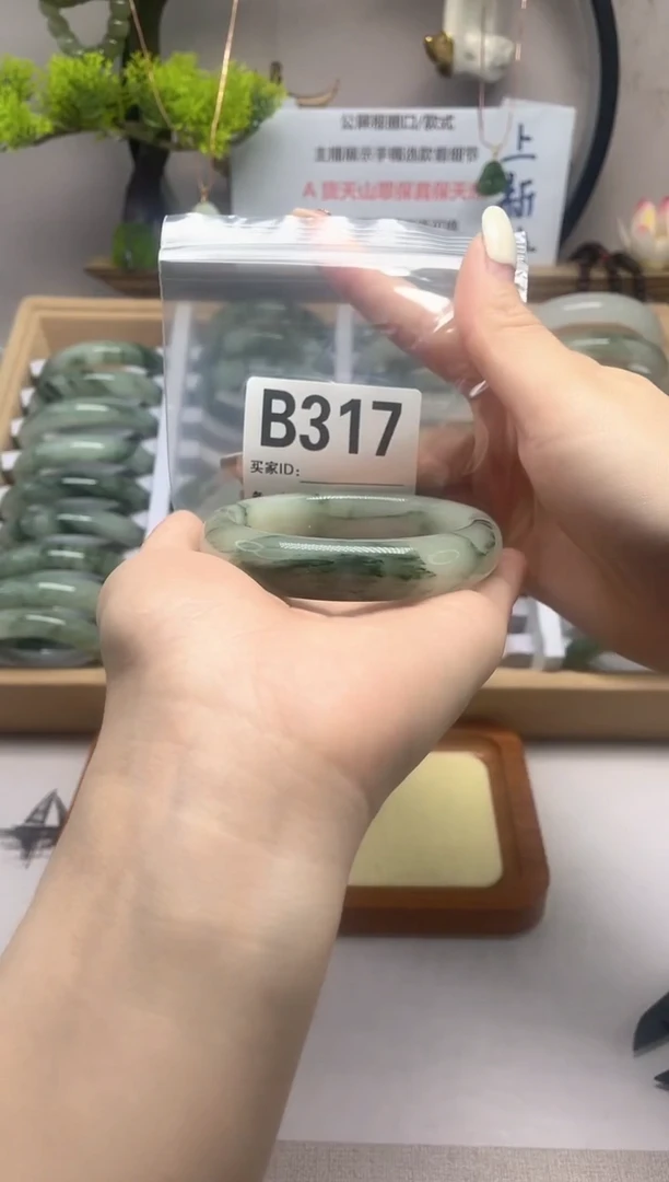 【闪购商品】石英质玉（天山翠）手镯未镶嵌b317