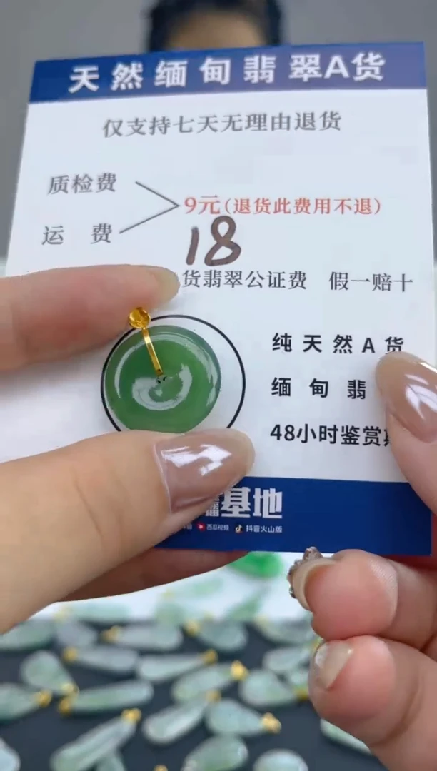 颈饰18K金镶嵌翡翠天然A货翡翠