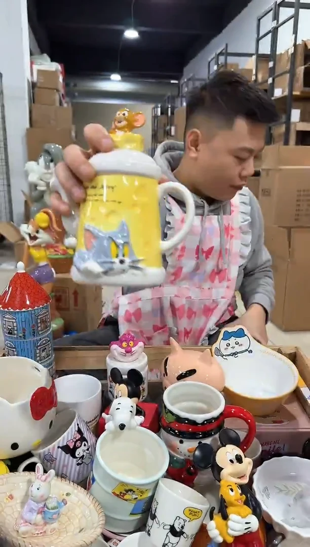 瓷片原盒猫和老鼠奶酪茶壶