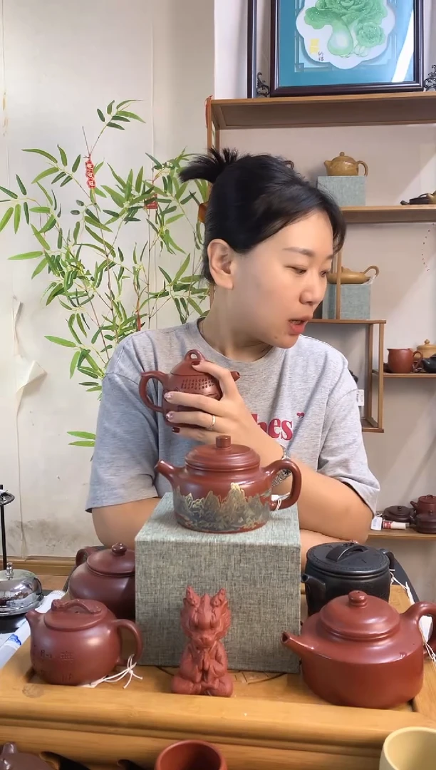 茶壶紫砂贵*全手工大红袍千里江山变色德钟