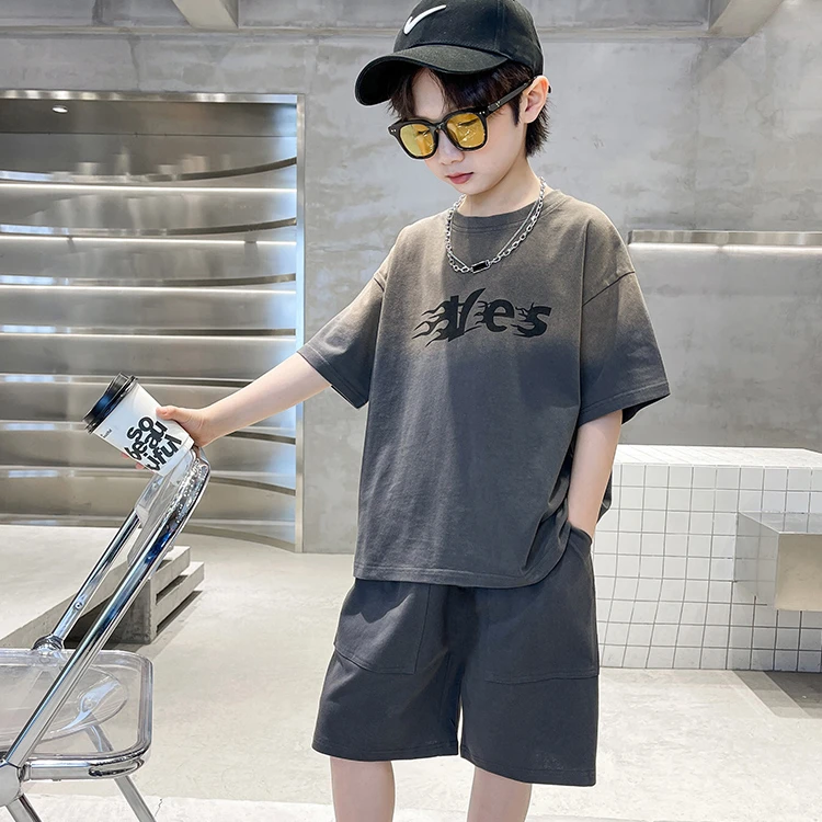 【高品质】男童套装儿童夏季新款两件套时尚服装中大童韩版套装