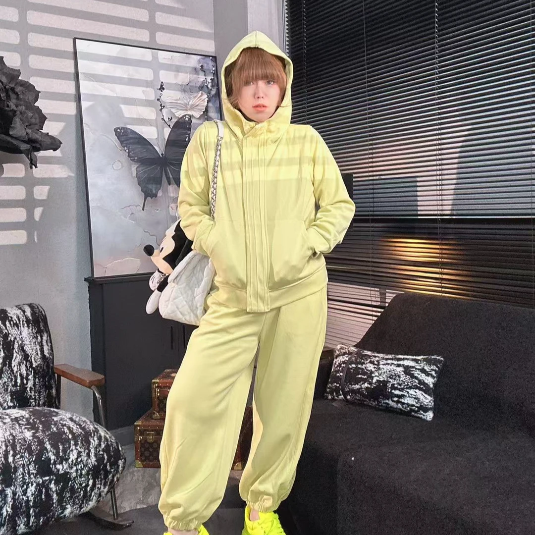 D12159早春2025新款休闲连帽运动开衫卫衣+裤子套装