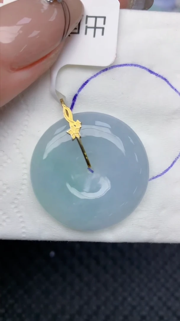 颈饰18K金镶嵌翡翠A货假一赔三支持复检百元以上九元证书费自理