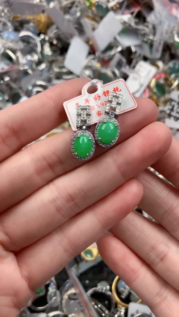 银S925镶嵌戒指翡翠9999----7