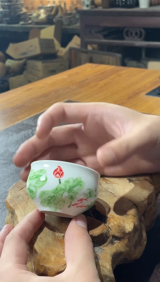 16号手绘罗汉杯连年有余磁州窑嘎嘎好