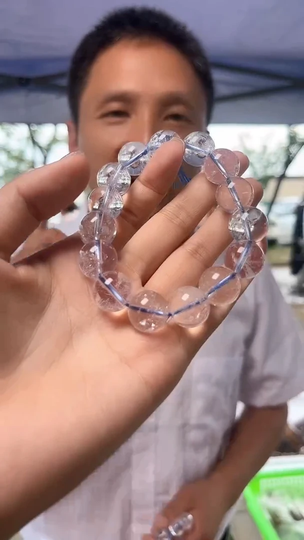 水晶手链未镶嵌天然白阿赛手串多样性发一14mm