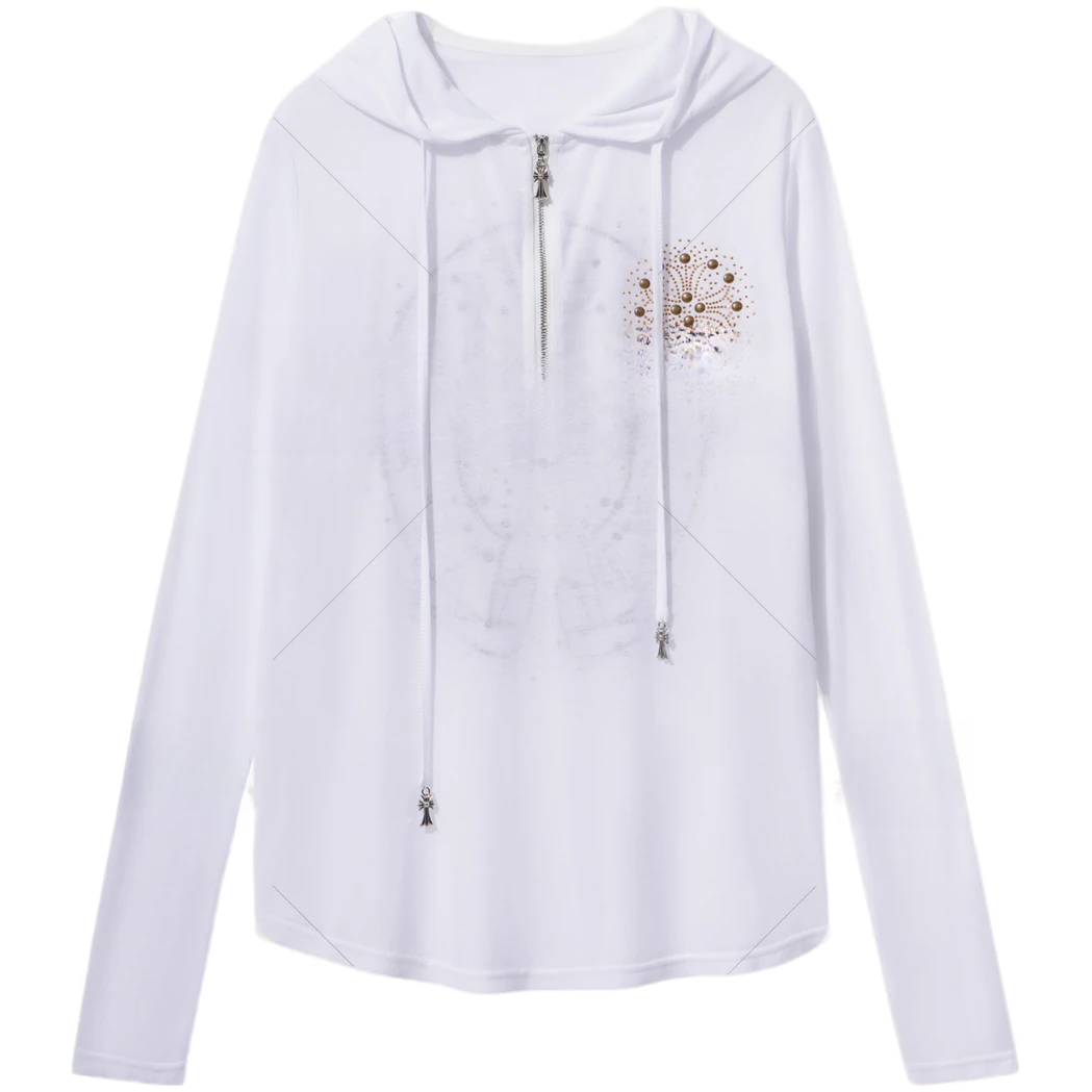 【龙哥专属】V7F10350H 金色铆钉纯欲下半身失踪连帽长袖卫衣