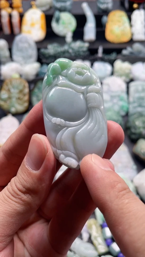 颈饰未镶嵌翡翠51  天然翡翠a货  布袋佛