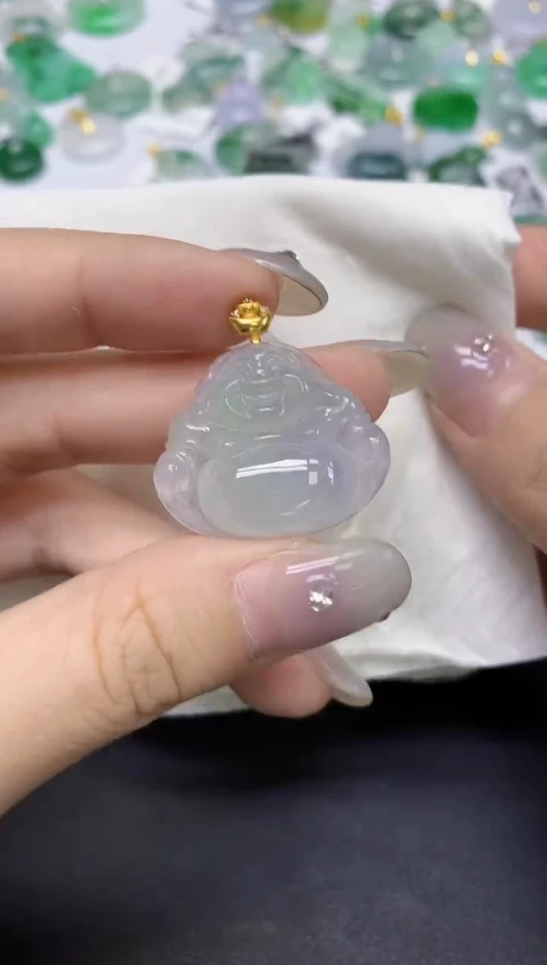 颈饰18K金镶嵌翡翠天然缅甸翡翠A货百元以上9元证书费自理