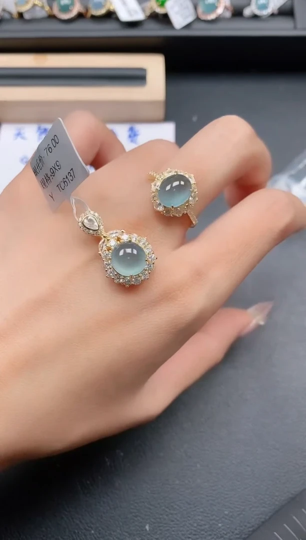 银S925镶嵌戒指翡翠1111111