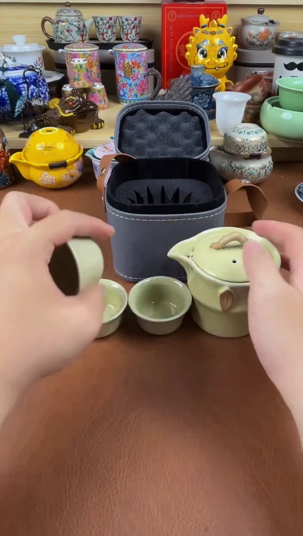 陶瓷茶具摆件旅行套组