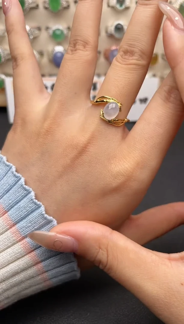 【闪购商品】翡翠戒指银S925镶嵌一物一证一礼盒