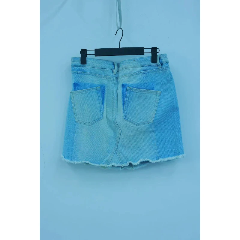 HiPanda女士系扣短裙中腰半裙显瘦牛仔洋气女装夏季渐变牛仔蓝