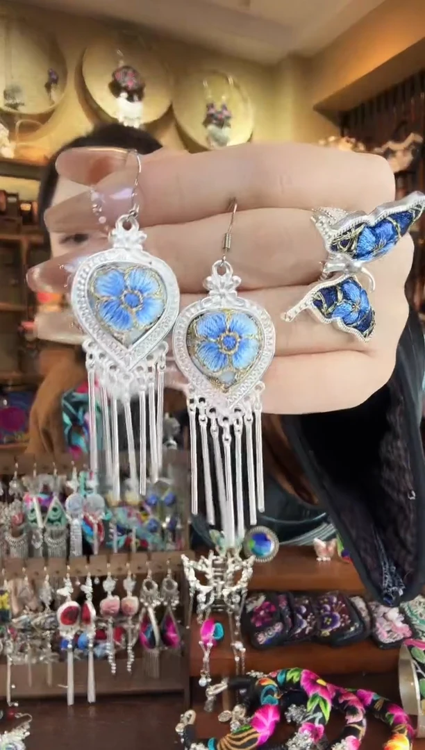 刺绣非遗刺绣民族风耳环