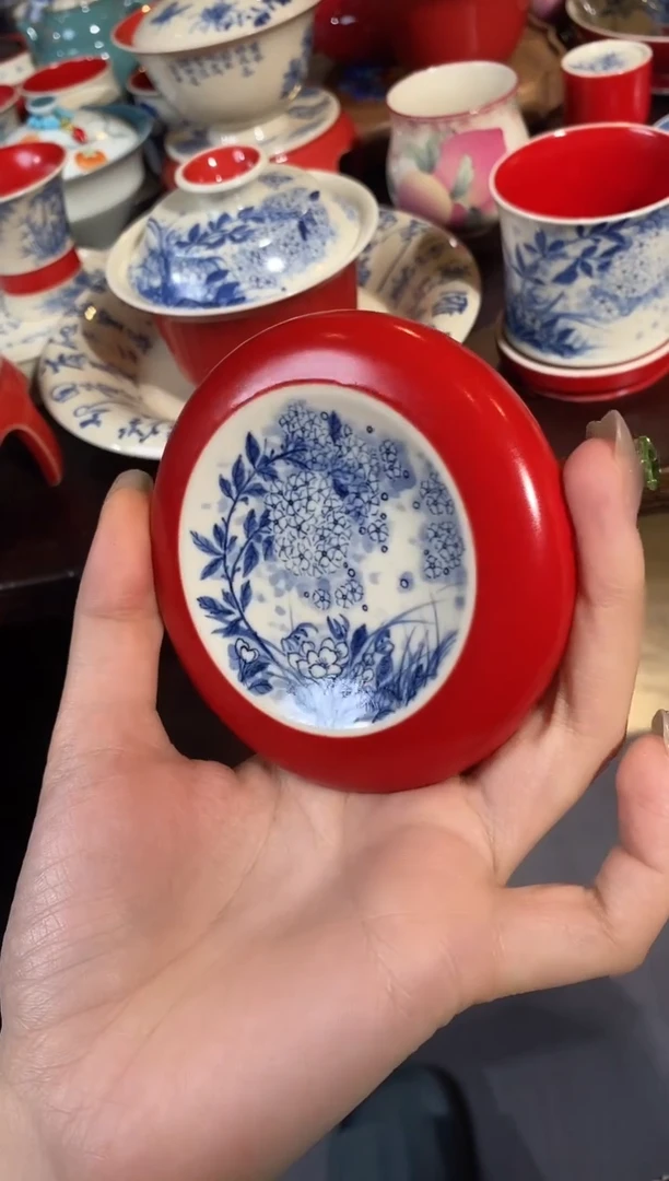 雨香斋景德镇手绘香炉盖置