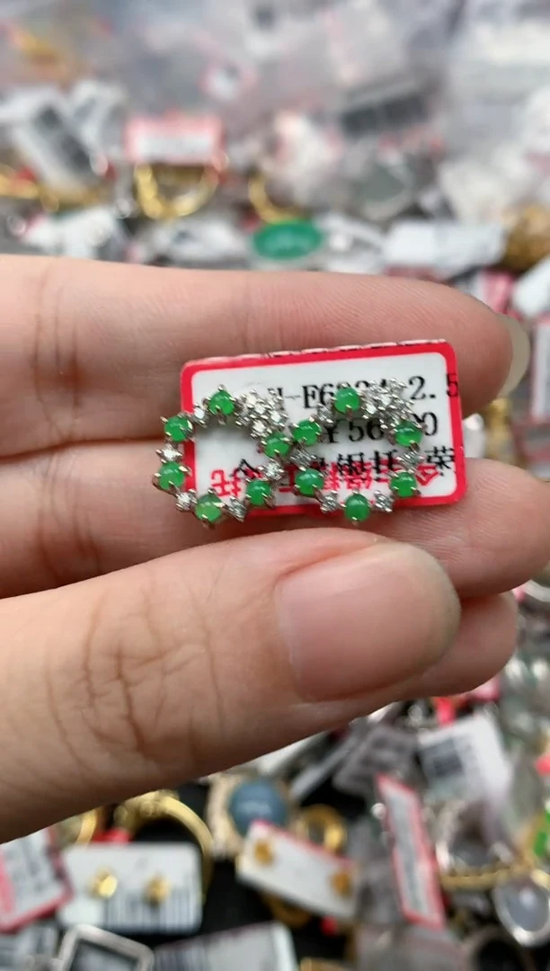 翡翠戒指银S925镶嵌天然缅甸翡翠