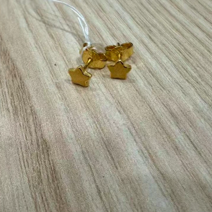 菜百首饰  足金耳钉  星星款