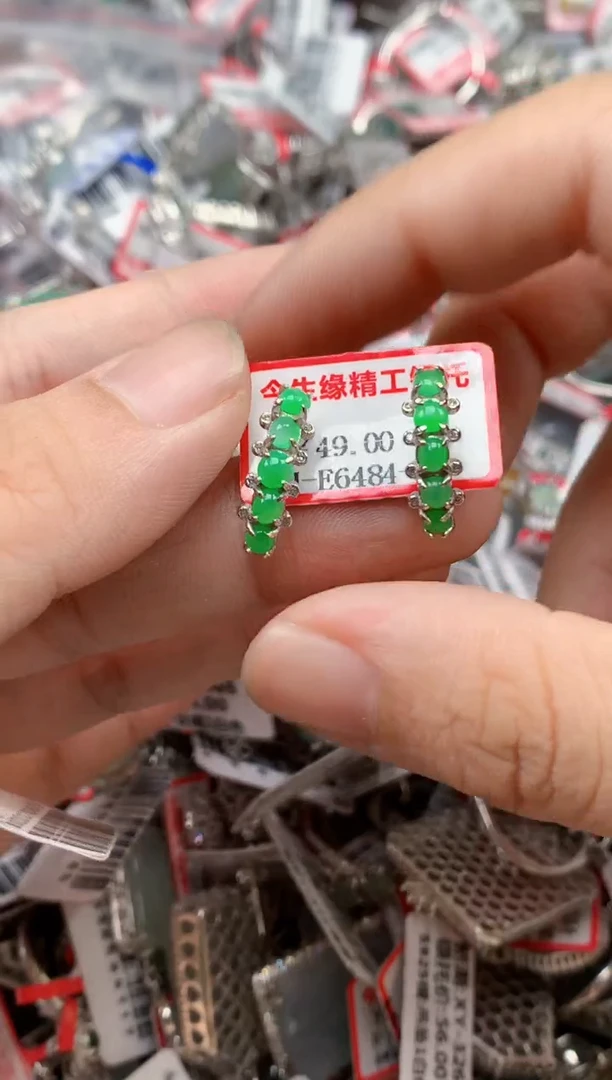 银S925镶嵌戒指翡翠天然A货缅甸翡翠