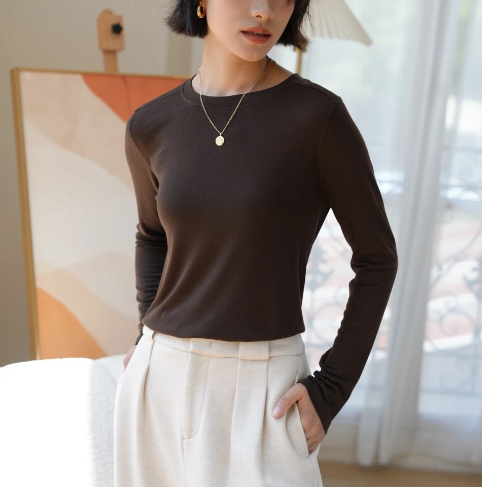 【周郡粉丝专属】云感亲肤圆领长袖打底衫女百搭8016