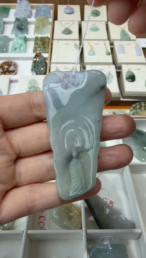 翡翠挂件未镶嵌A货翡翠多样性孤品国雕谢林工