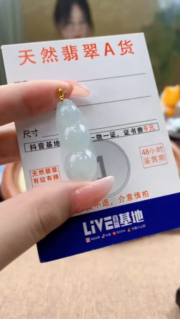 颈饰18K金镶嵌翡翠天然A货翡翠挂件