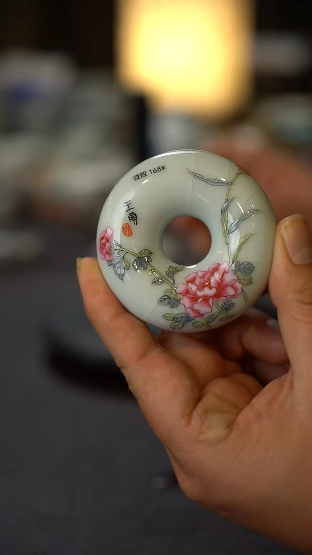 （微瑕）全手绘牡丹圆盖置