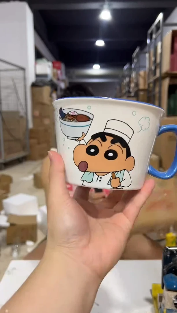 瓷片蓝色小新厨师泡面碗