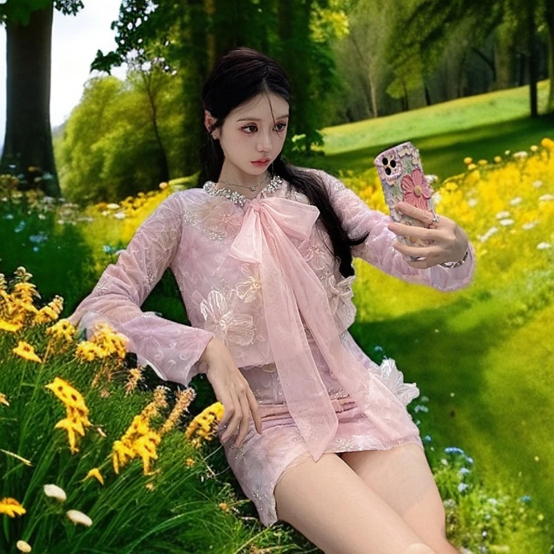 Lydiaxu 重工时尚网红气质甜美设计师连衣裙外套套装QZ727