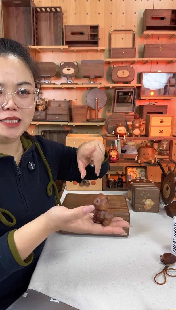 木乌檀木实木小熊摆件