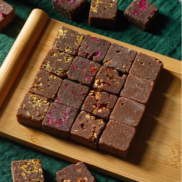 云南傣家手工纯甘蔗老黑糖玫瑰花糖姜糖