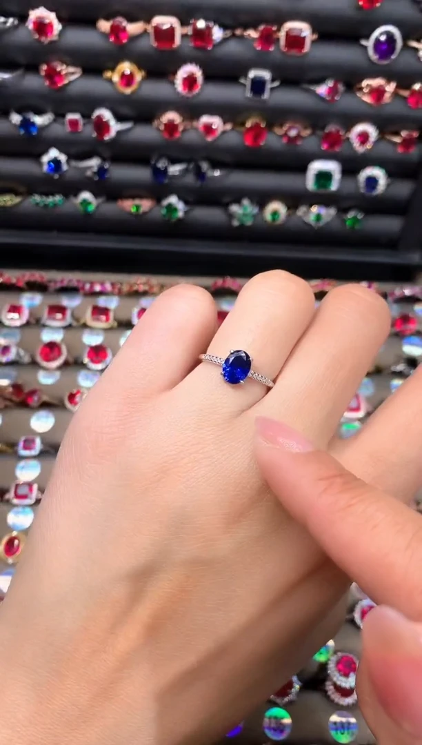 【闪购商品】蓝宝石戒指银S925镶嵌68