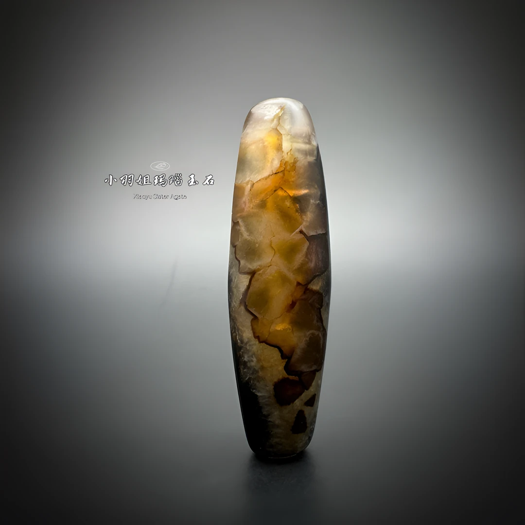 天然哑光玛瑙冰晶龙鳞纹勒子 尺寸 53*15