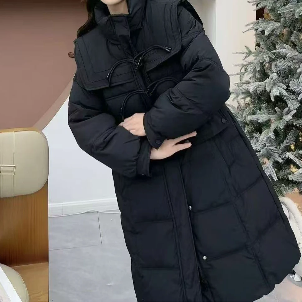 Y461黑海军领牛角扣冬季外套8805