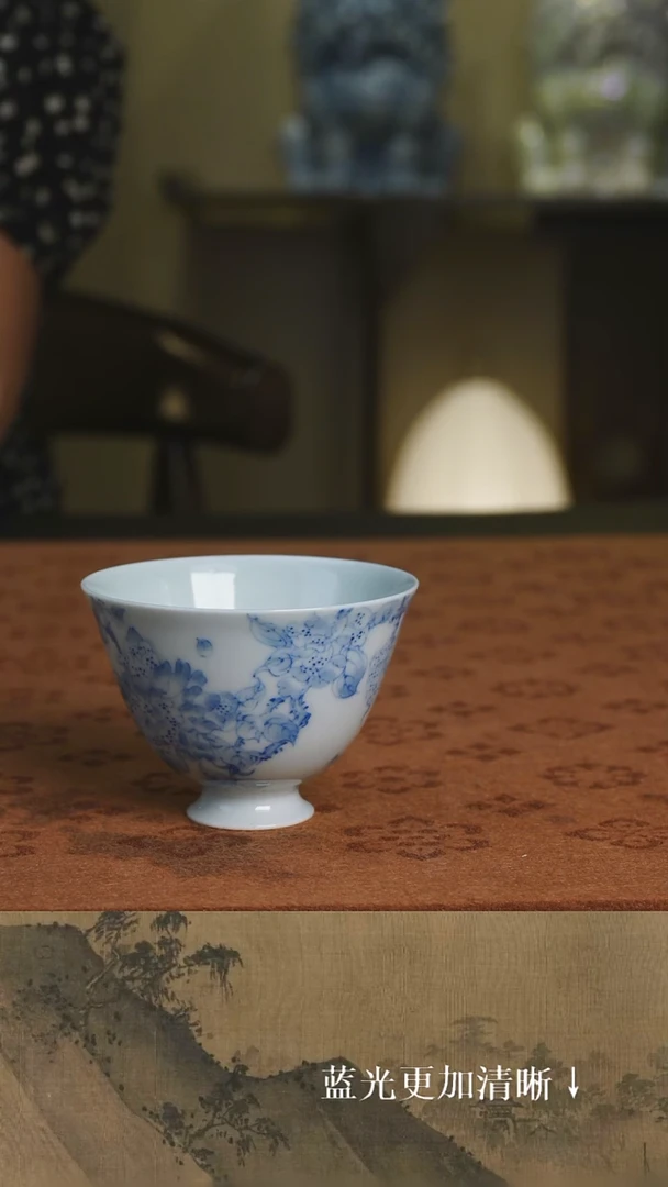 杯子浮光琢玉  本草钢木系列 海棠花 薄胎撇口杯杯