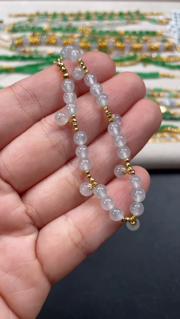 18K金镶嵌手链翡翠一条   P516