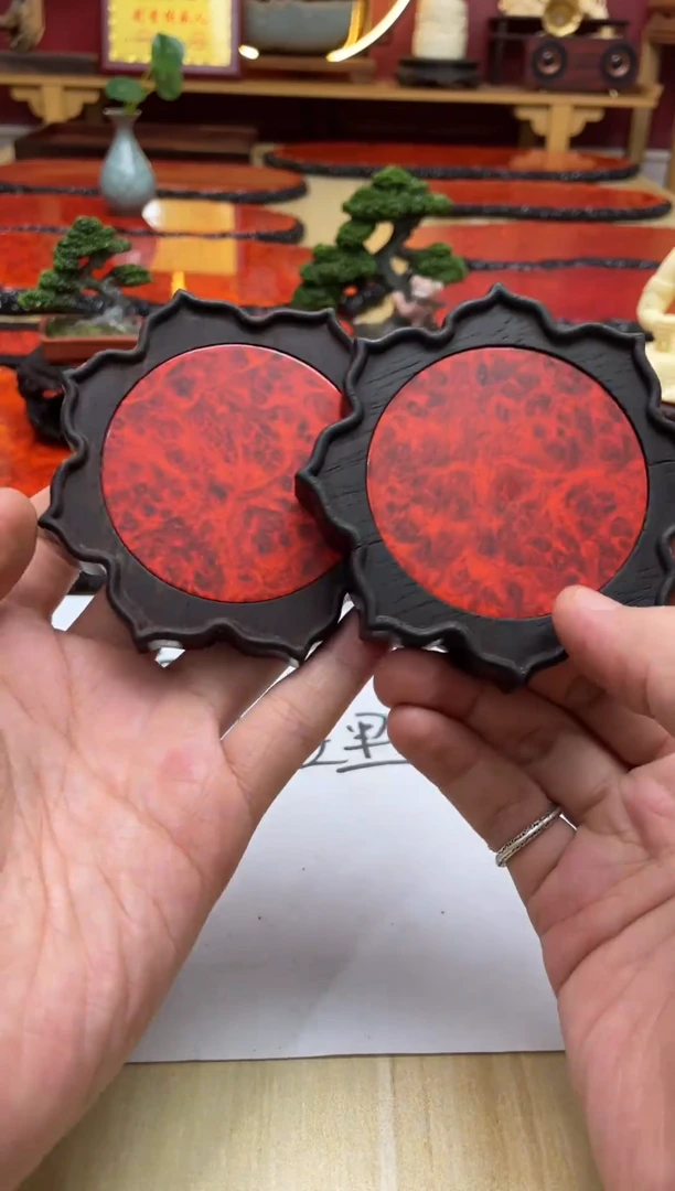 东非黑黄檀（紫光檀）（微瑕）莲花杯垫2个