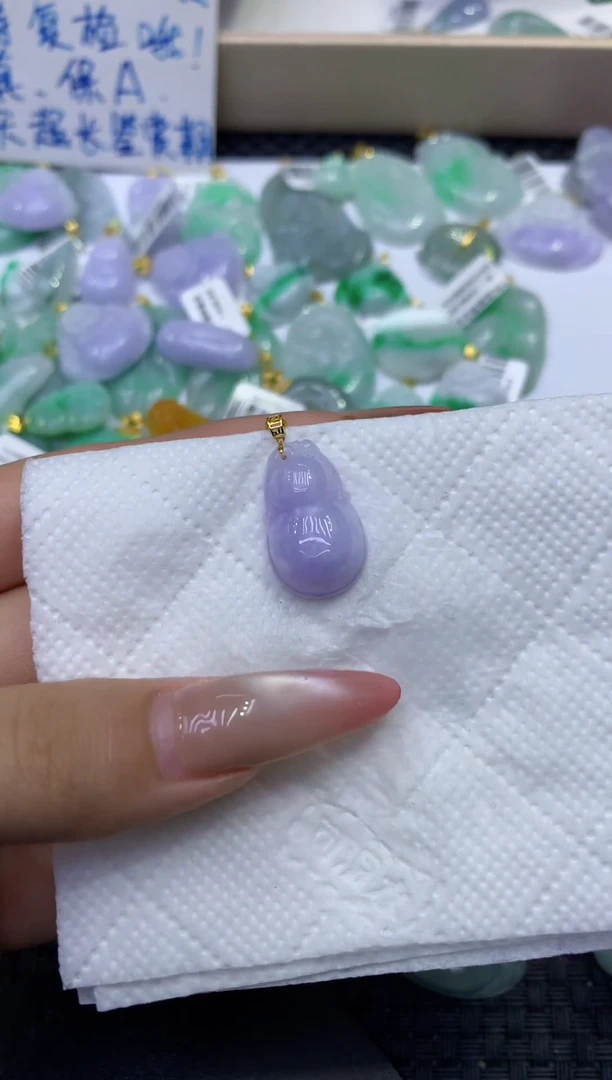 颈饰18K金镶嵌翡翠天然缅甸a货翡翠