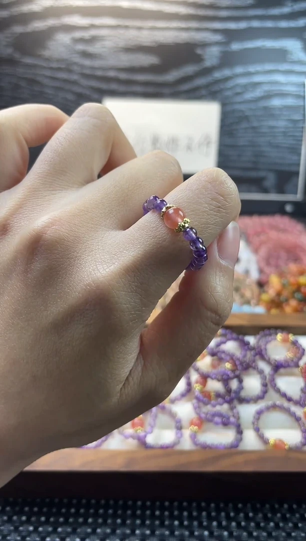 未镶嵌戒圈水晶紫水晶带弹力