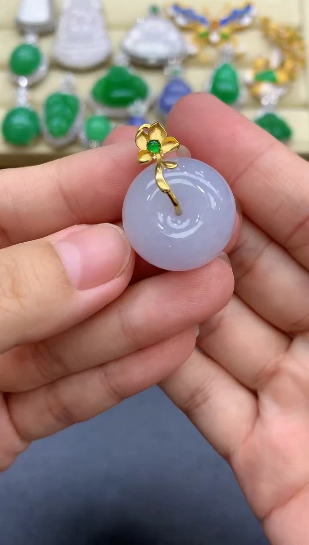 颈饰18K金镶嵌翡翠85-中国好珍宝