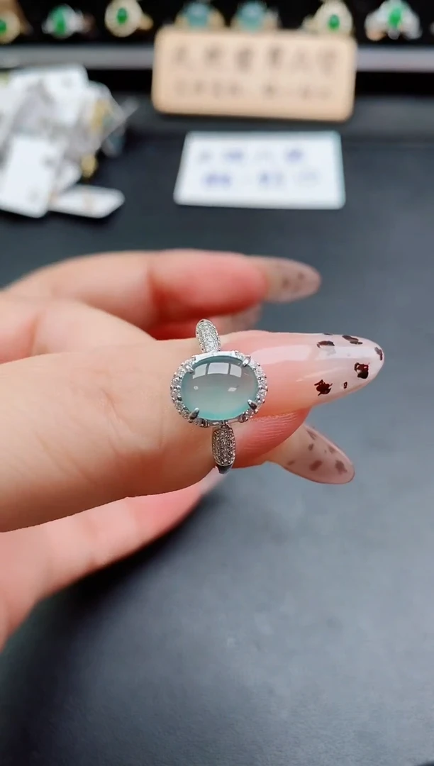 银S925镶嵌戒指翡翠1