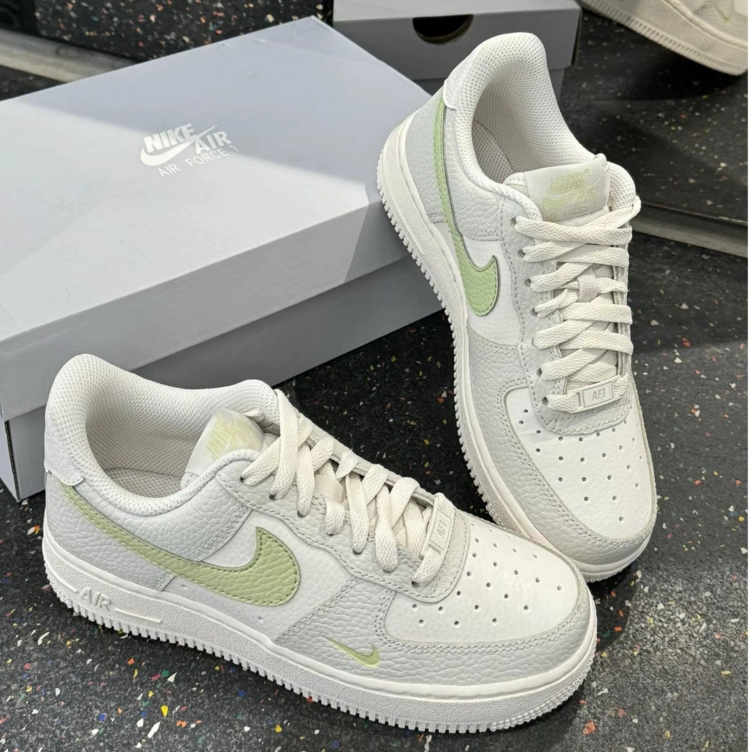 NIKE/耐克官方正品AF1空军一号白灰绿双钩百搭防滑板鞋官方正品