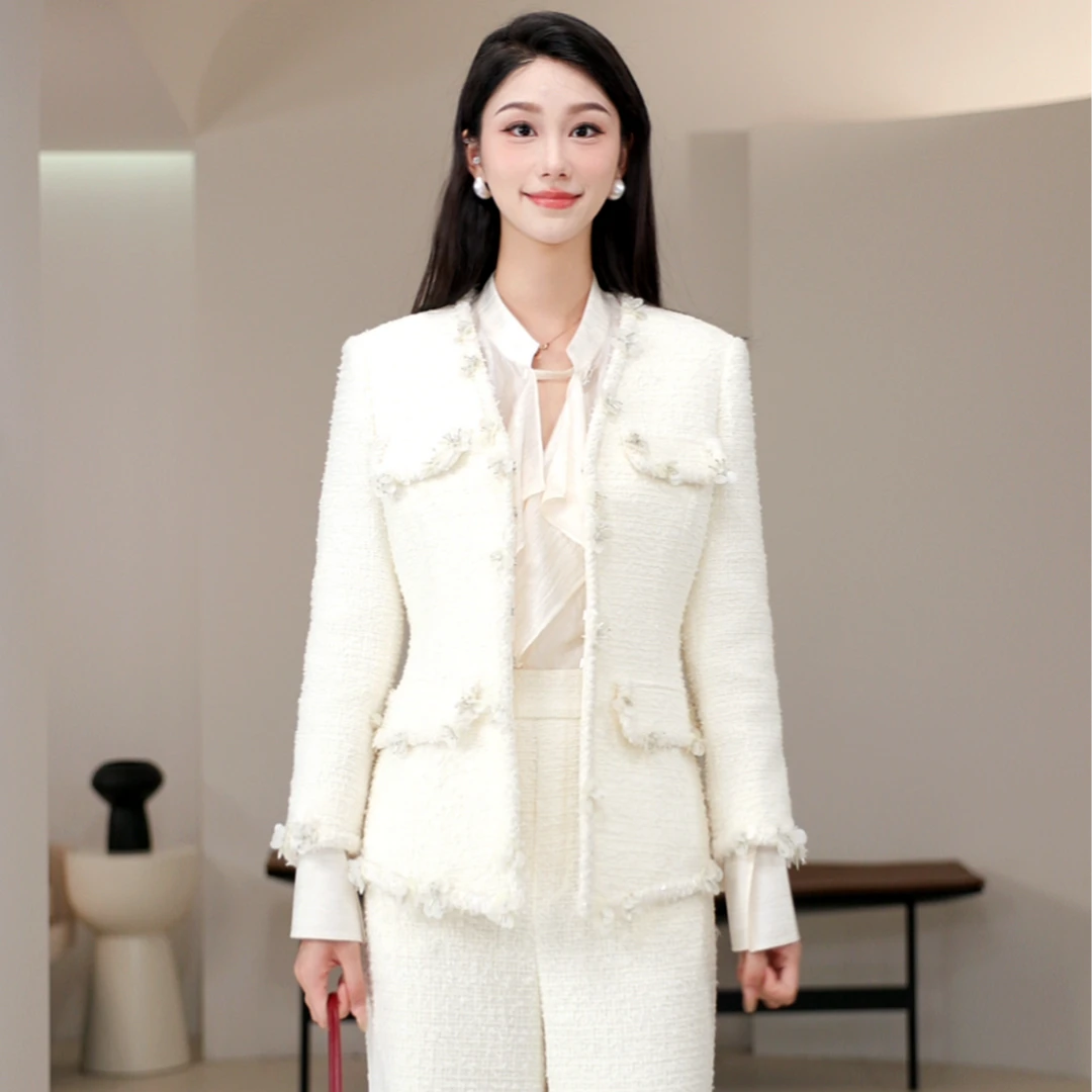 LYNEE 意大利进口收腰香风外套高腰直筒裤 LGB2FSW051/SW050