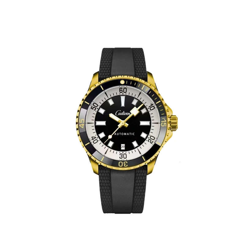 Cudiven男士防水夜光橡胶奢华全自动机械手表通c668042