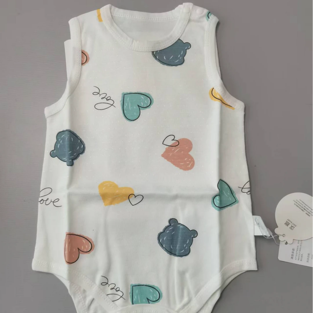 无袖包屁连体哈衣爱心