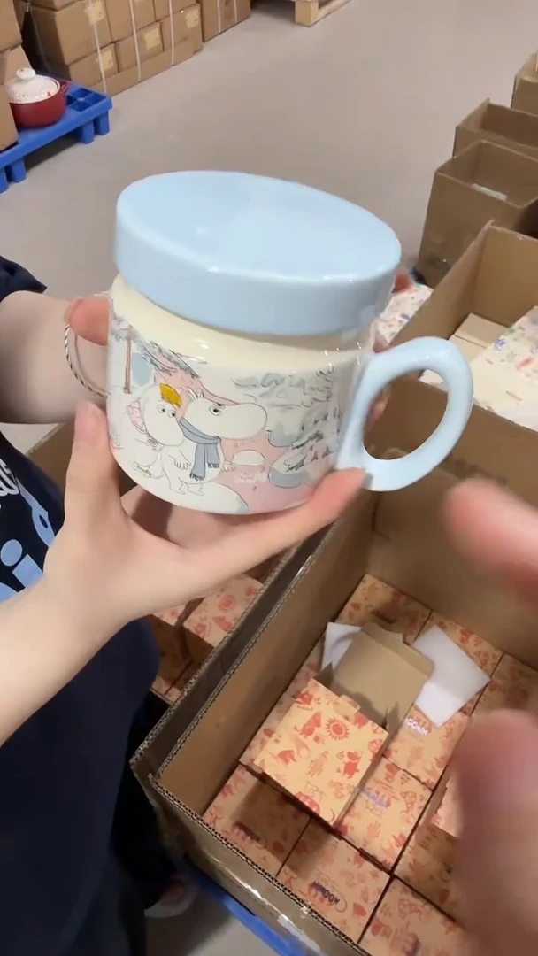 瓷片姆明冬雪盖杯(含茶滤)