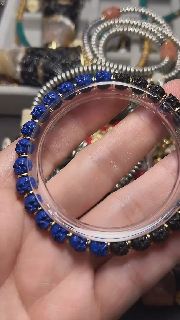 手串椰蒂木***7双拼半鄂骷髅手串