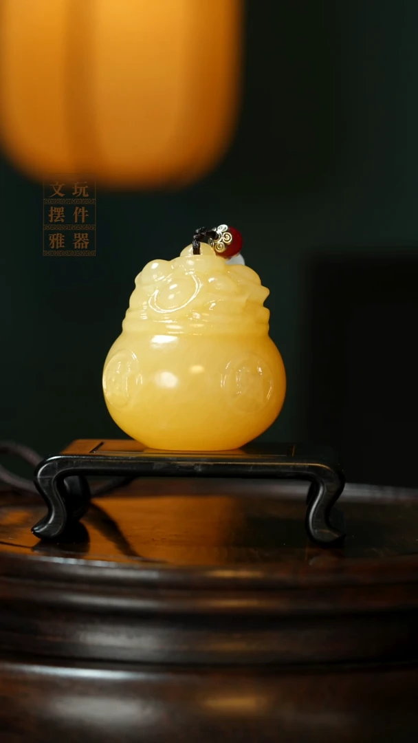 玉《聚宝盆》手把件摆件